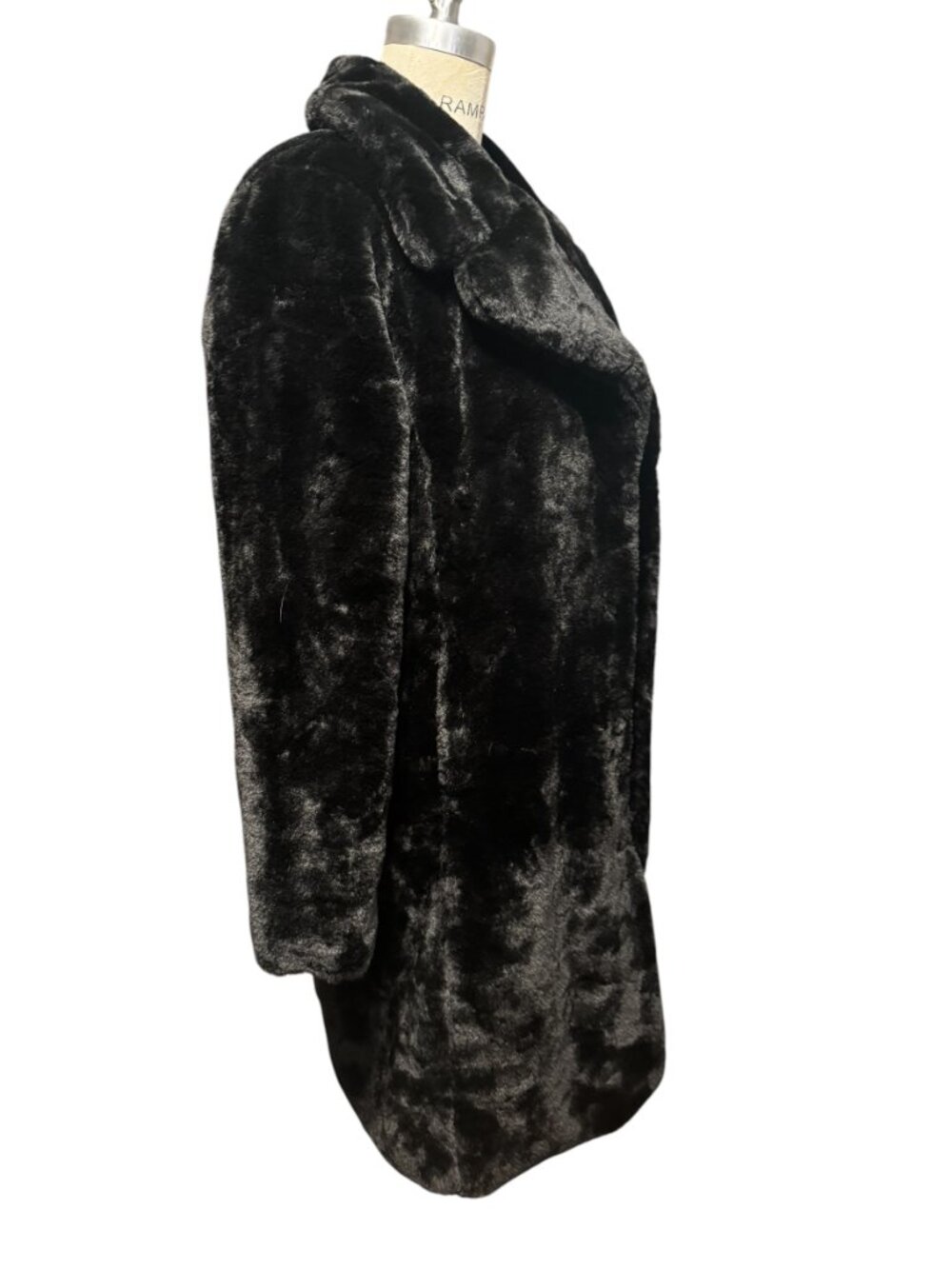 Avec Les Filles Black Faux Fur Coat Small NWT Oversized Teddy Statement Jacket - Picture 4 of 5